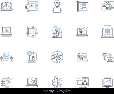 Web Page line icons collection. Navigation, Design, Content, Layout, Responsiveness, Optimization, User-friendly vector and linear illustration Stock Vector