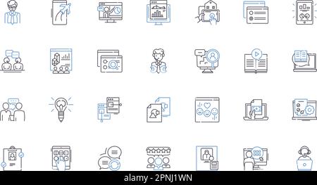 Digital resources line icons collection. Technology, Online, Digital, Internet, Resources, Multimedia, E-books vector and linear illustration Stock Vector