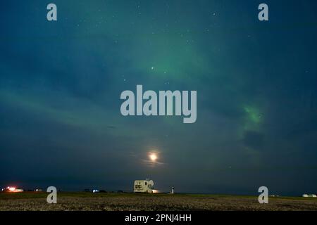 Beautiful northen lights (aurora borealis) in Husavik Stock Photo