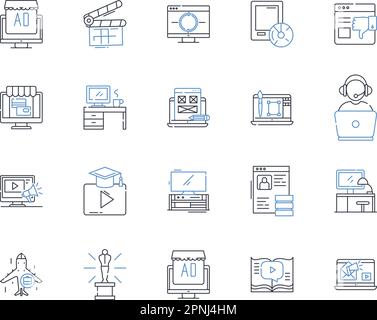 Cinematography line icons collection. Composition , Lighting , Focus ...