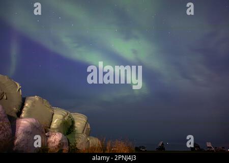 Beautiful northen lights (aurora borealis) in Husavik Stock Photo