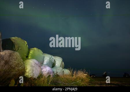 Beautiful northen lights (aurora borealis) in Husavik Stock Photo