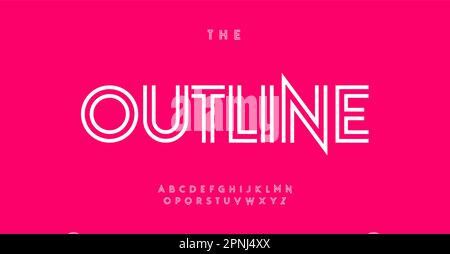 Outline alphabet, line contour letters, geometric monoline font for modern logo, emphasis headline, contemporary typography, modern typographic design Stock Vector