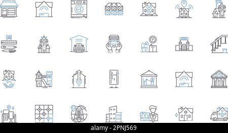 Shelter line icons collection. Homeless, Refuge, Housing, Haven, Protection, Sanctuary, Lodging vector and linear illustration. Residence,Dwelling Stock Vector