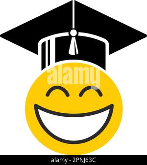 smiling emoticon with graduation cap. Vector icon Stock Vector