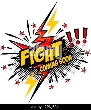 Fight VS comic speech bubble coming soon. Vector on transparent background Stock Vector