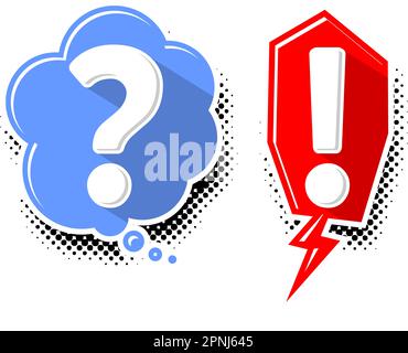 Question and exclamation marks icon in comic style. Vector on transparent background Stock Vector