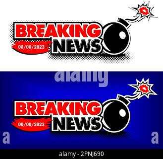Live breaking news information bomb. Vector icon on transparent and dark background Stock Vector