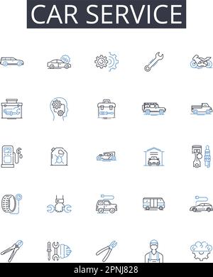 Car service line icons collection. Car maintenance, Automobile repair, Vehicle inspection, Automotive care, Automobile maintenance, Car care, Vehicle Stock Vector