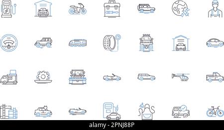 Importation line icons collection. Customs, Tariffs, Duties, Shipping, International, Trade, Logistics vector and linear illustration. Exports Stock Vector