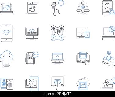 Online privacy line icons collection. Encryption, Anonymity, Passwords, Cybersecurity, Tracking, Surveillance, Hacking vector and linear illustration Stock Vector