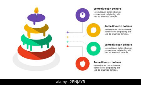 Infographic template with icons and 4 options or steps. Cake. Can be used for workflow layout, diagram, banner, webdesign. Vector illustration Stock Vector