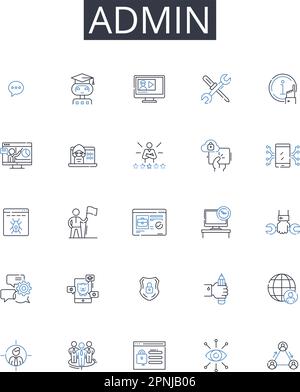 Admin line icons collection. Boss, Supervisor, Manager, Director, Leader, Executive, Head honcho vector and linear illustration. Captain,Commander Stock Vector