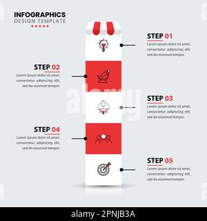 Infographic template with icons and 5 options or steps. Business plan. Can be used for workflow layout, diagram, banner, webdesign. Vector illustratio Stock Vector