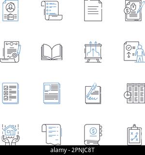 Settlement line icons collection. Compensation, Resettlement, Agreement ...