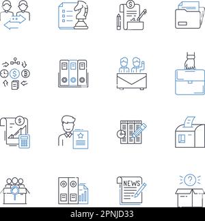 Sales pipeline line icons collection. Prospect, Lead, Opportunity, Conversion, Funnel, Engagement, Pipeline vector and linear illustration Stock Vector