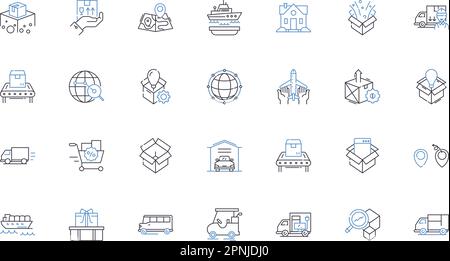 Speedy conveyance line icons collection. Velocity, Rapidity, Swiftness, Acceleration, Expedition, Haste, Celerity vector and linear illustration Stock Vector