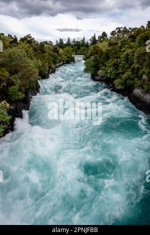 Huka Falls Viewpoint, Lake Taupo, North Island, New Zealand. Stock Photo