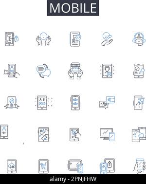 Handheld line icons collection. Portable, Compact, Mobile, Convenient ...