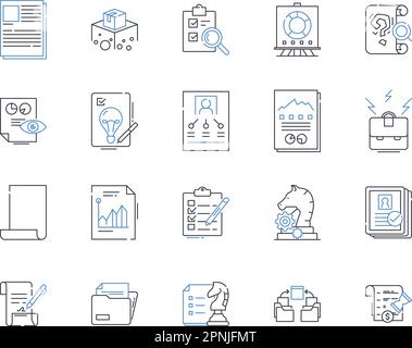 Filing system line icons collection. Organization, Efficiency ...