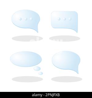 Chat icon set of 3D speech bubble icons, isolated on white background, vector illustration Stock Vector