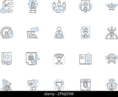 Certificates line icons collection. Accreditation, Certification, Diploma, Endorsement, Verification, Authentication, Attestation vector and linear Stock Vector