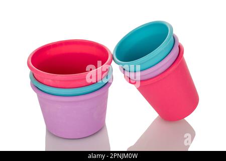 Several silicone molds for baking, macro, isolated on white background. Stock Photo