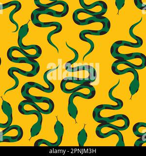 Vector pattern with snakes on a yellow background Stock Vector