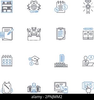 Professional school line icons collection. Career, Specialization, Skills, Training, Development, Education, Mentorship vector and linear illustration Stock Vector