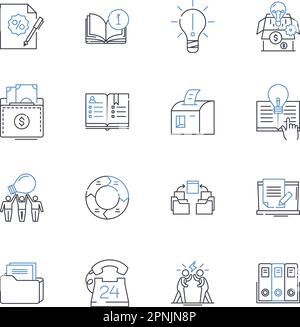 Fiscal management line icons collection. Budgeting, Forecasting ...