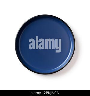 Isolated dark blue plate on a white background. Clipping path. Stock Photo