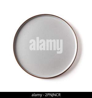 Isolated grey plate on a white background. Clipping path. Stock Photo