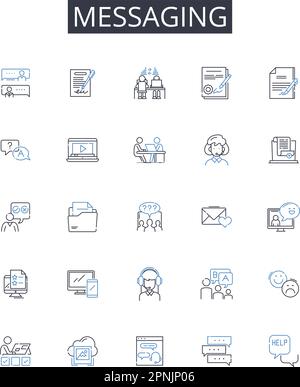 Messaging line icons collection. Chatting, Correspondence, Communicating, Texting, Emailing, Interacting, Exchanging words vector and linear Stock Vector