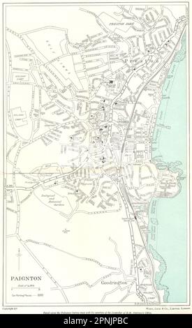 PAIGNTON Vintage Town/city Plan. Devon. WARD LOCK 1954 Old Vintage Map ...