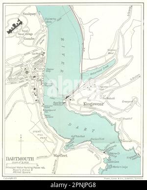 DARTMOUTH vintage town/city plan. Kingswear. Devon. WARD LOCK 1952 old map Stock Photo