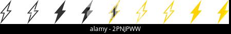 Lightning bolt. Electric thunder flash set icon. Vector flat illustration eps10 Stock Vector