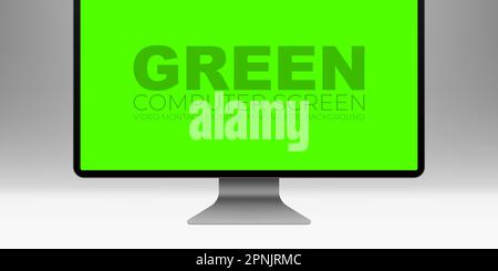 Green screen chromakey computer monitor, vector device mockup illustration. Stock Vector