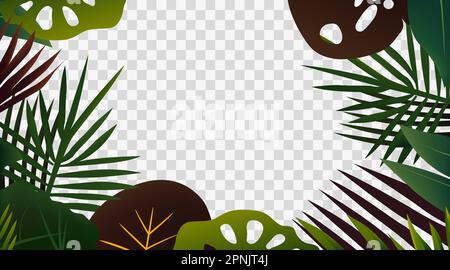 Summer background with tropical leaves. Jungle frame for your text. Exotic modern vector illustration Stock Vector