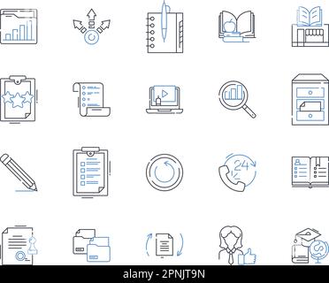 Internet education line icons collection. E-learning, Virtual classrooms, Online learning, Distance learning, Webinars, Digital courses, Cyber school Stock Vector
