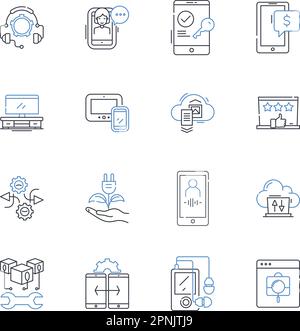 Voice assistants line icons collection. Siri, Alexa, Cortana, Google Assistant, Bixby, Voice commands, Speech recognition vector and linear Stock Vector