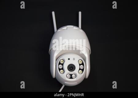 White IP camera over a black background Stock Photo