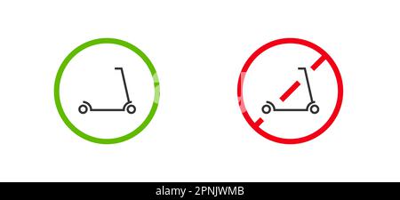 Kick and electric scooter line icon. Permit and prohibition road sign, urban street parking. Vector flat isolated illustration Stock Vector