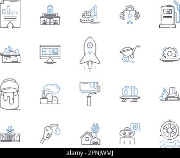 Assembler line icons collection. Code, Syntax, Registers, Instructions, Assemble, Memory, Programming vector and linear illustration. Source,Opcode Stock Vector