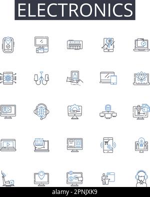 Electronics line icons collection. Technology, Gadgets, Devices, Robotics, Innovation, Automation, Computers vector and linear illustration. Hardware Stock Vector