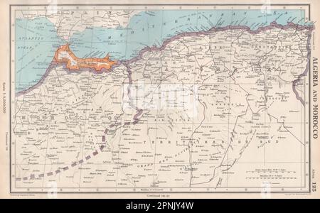 ALGERIA AND MOROCCO. showing Spanish Morocco. BARTHOLOMEW 1952 old vintage map Stock Photo