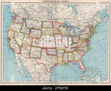 USA. United States of America. State map. BARTHOLOMEW 1952 old vintage Stock Photo