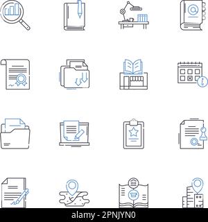 Digital learning line icons collection. E-learning, Online education, Virtual classrooms, Distance learning, Webinars, Interactivity, Gamification Stock Vector