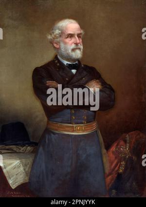 Robert E Lee (1807-1870), portrait of the Confederate General, Robert Edward Lee by John Adams Elder, oil on canvas, 1876 Stock Photo