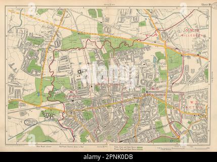 EALING Willesden Acton Hanwell Southall Greenford Park Royal. BACON 1934 map Stock Photo