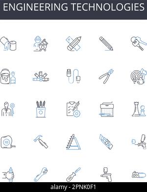 Engineering technologies line icons collection. Business, Office, Corporate, Workspace, Headquarters, Facility, Workplace vector and linear Stock Vector